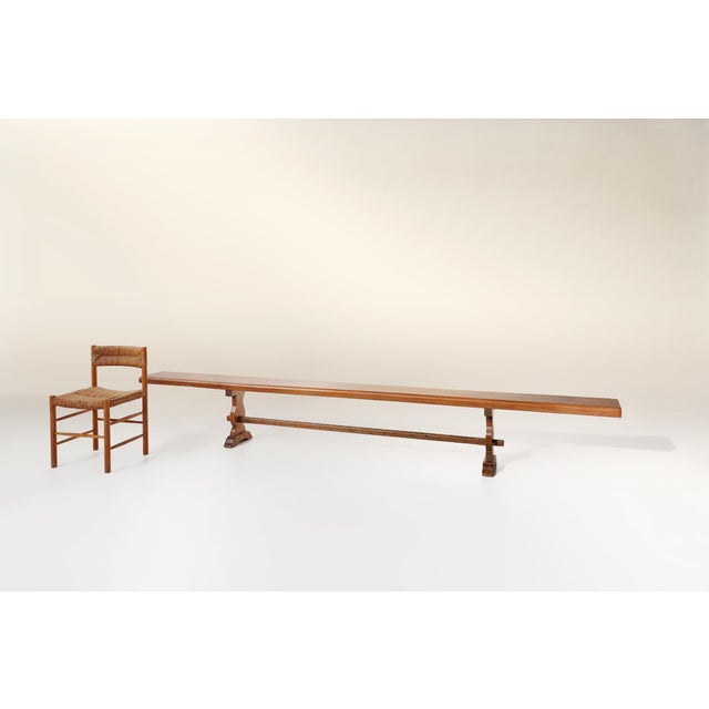 Antique French Long Elm Monastery Bench, 1850 For Sale - Image 13 of 15