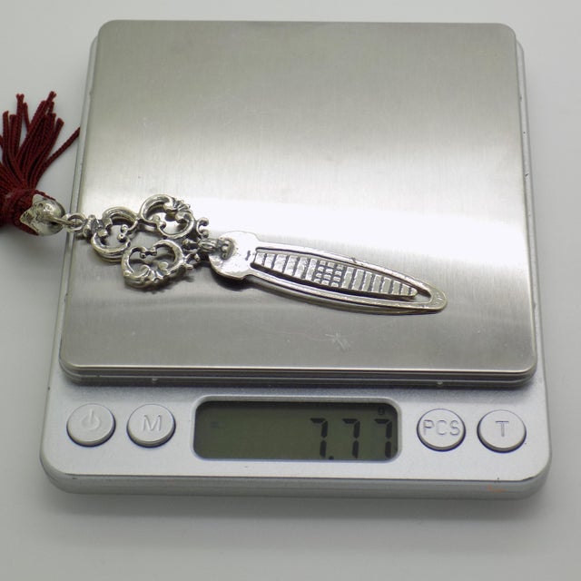 Vintage Italian Silver 800 Bookmark with Red Tassel by Nicchi, Arezzo, 1980s For Sale - Image 9 of 12