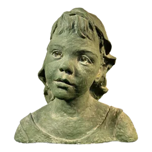 Vintage Original Plaster Bust Sculpture of a Young Girl