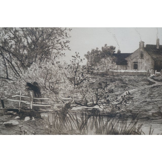 Antique Ernest C Rost Country Farmhouse Panoramic Landscape Etching 31" For Sale - Image 12 of 13