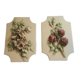 Antique Three D Rose Plaques