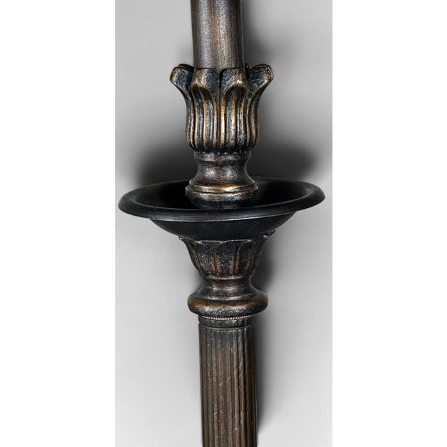 Late 20th Century Contemporary Neoclassical Bronze Finished Fluted Buffet Lamps - A Pair For Sale - Image 11 of 16