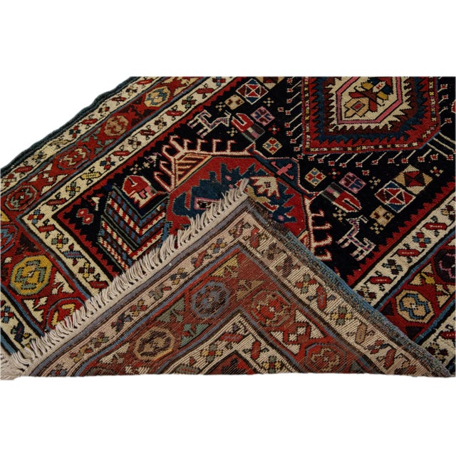 Blue Antique North West Persian Wool Runner With Tribal Motif For Sale - Image 11 of 11