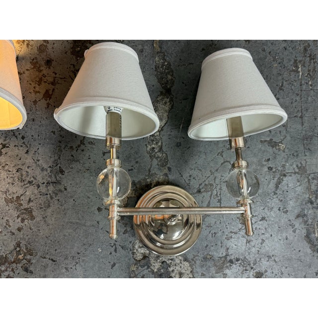 Transitional Restoration Hardware Wilshire Double Sconces, Pair For Sale - Image 3 of 12