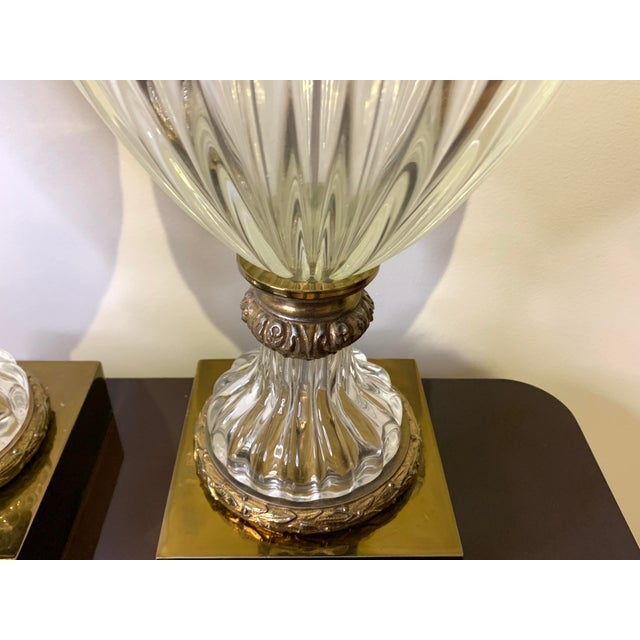 Transparent Mid 20th Century Rare Seguso Murano Lamps by Marbro of Hollywood - a Pair For Sale - Image 8 of 9