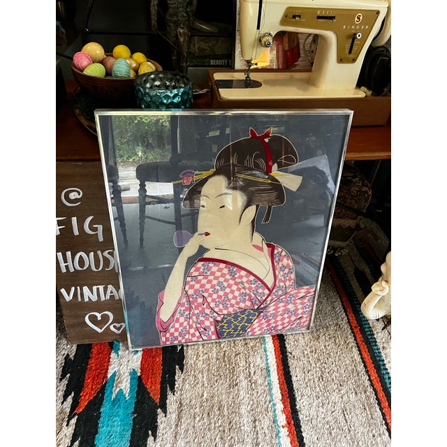 Asian Asian Framed Vintage Textile Art of a Woman For Sale - Image 3 of 10
