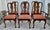 Vintage (1980's) Set of Six Dining Chairs have a Queen Anne Style. Made of Wood. Solid Cherry. Stripe Patterned Fabric in...