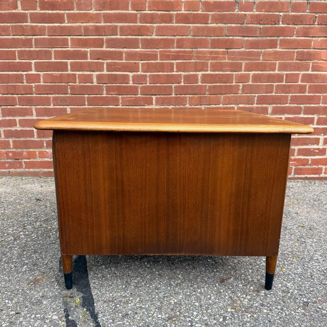 Mid Century Modern Inlaid “Bow-Tie” Attributed Lane Acclaim End Table With Double Doors by Andre Bus, 1960s For Sale - Image 9 of 12