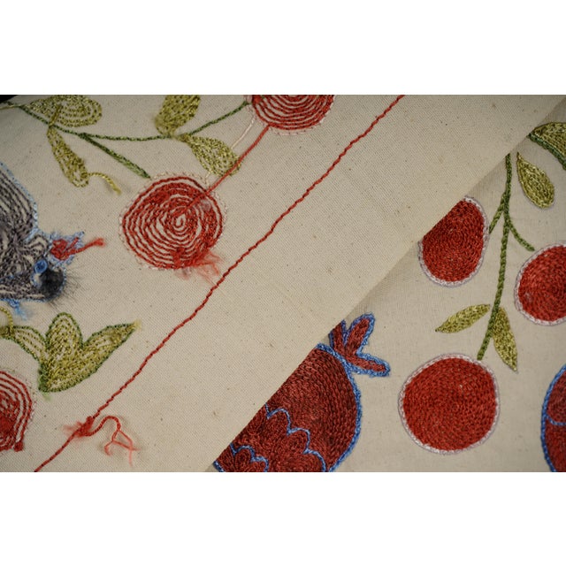Ecru Decorative Suzani Embroidered Cotton Cloth For Sale - Image 8 of 10