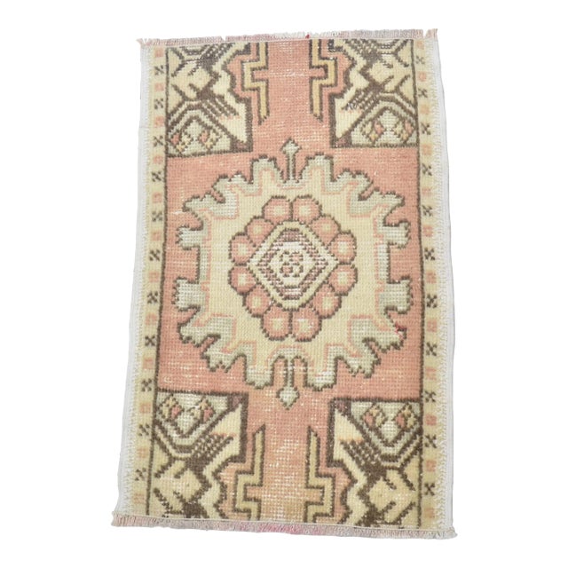 1960s Handmade Faded Wool Bohemian Small Rug For Sale