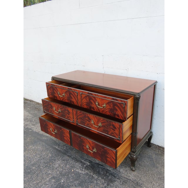 Early 1900s Carved Flame Mahogany Low Dresser Bathroom Vanity 6325 For Sale - Image 15 of 18
