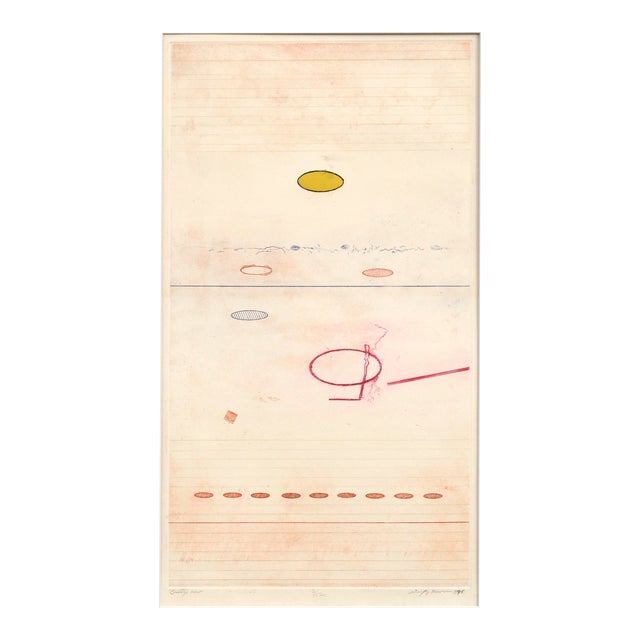 "Orange Row", Abstract Geometric Minimalist Composition W Ovals, Limited Edition by Geoffrey Bowman For Sale