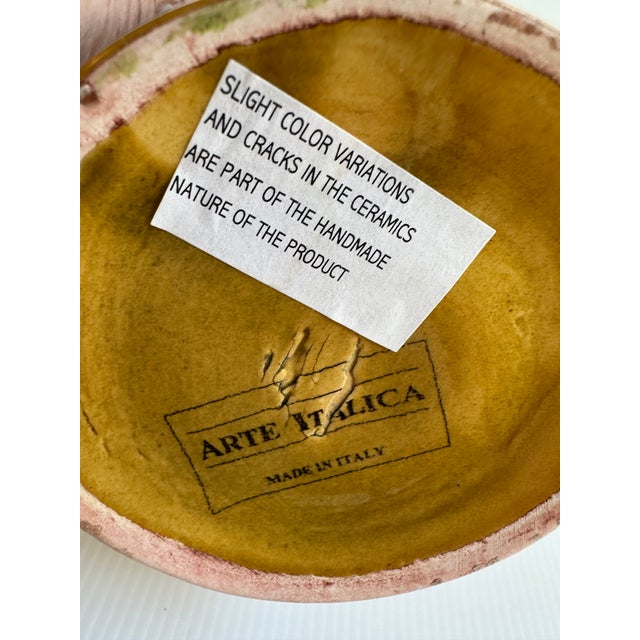 1980s Arte Italica "Sole Mustard" Ceramic 13" Tall Yellow Jar With Lid Grapes Leaves Design Made in Italy For Sale - Image 16 of 18