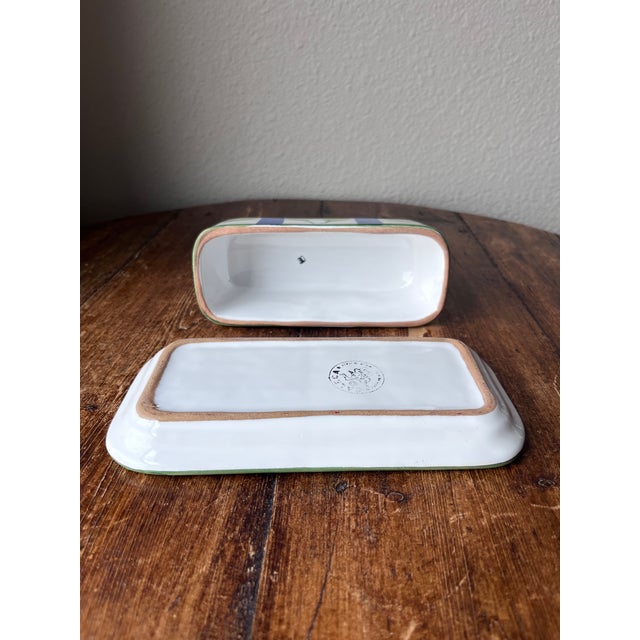 1990s Caleca Leaf Pattern Made in Italy Butter Dish With Lid For Sale - Image 9 of 11