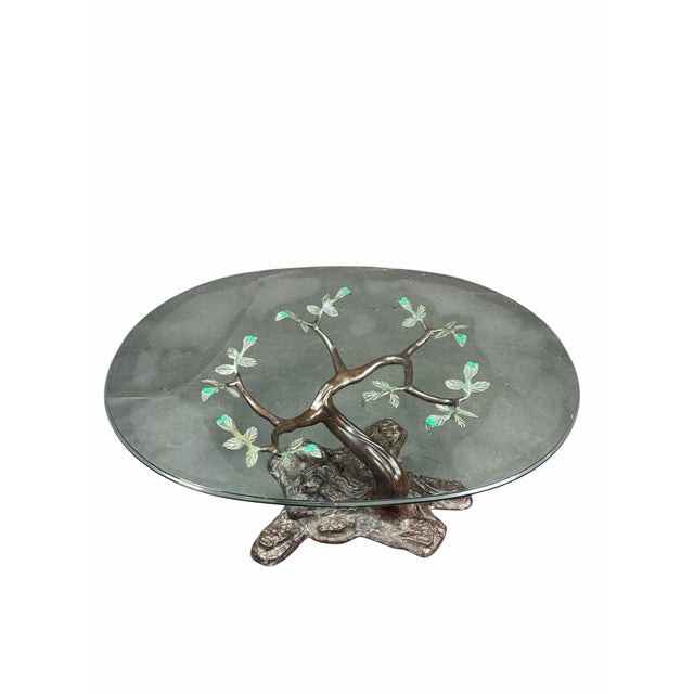 Mid-Century Modern Vintage La Barge Bronze Sculptural Tree Branch Glass Top Coffee Table For Sale - Image 3 of 10