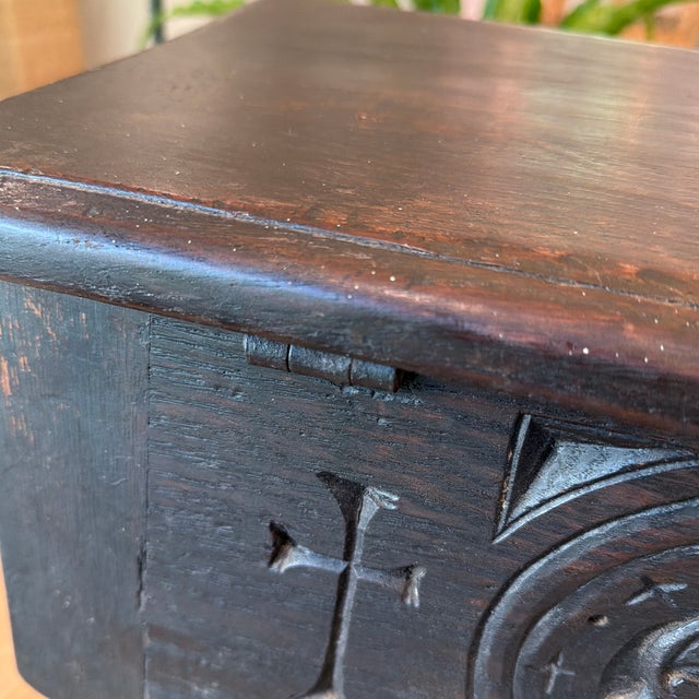 Antique European Carved Oak Chest on Stand For Sale In New York - Image 6 of 12