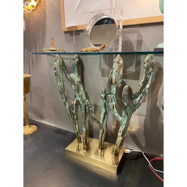 Early 21st Century Bronze Cactus Sculpture/Console Table Chairish
