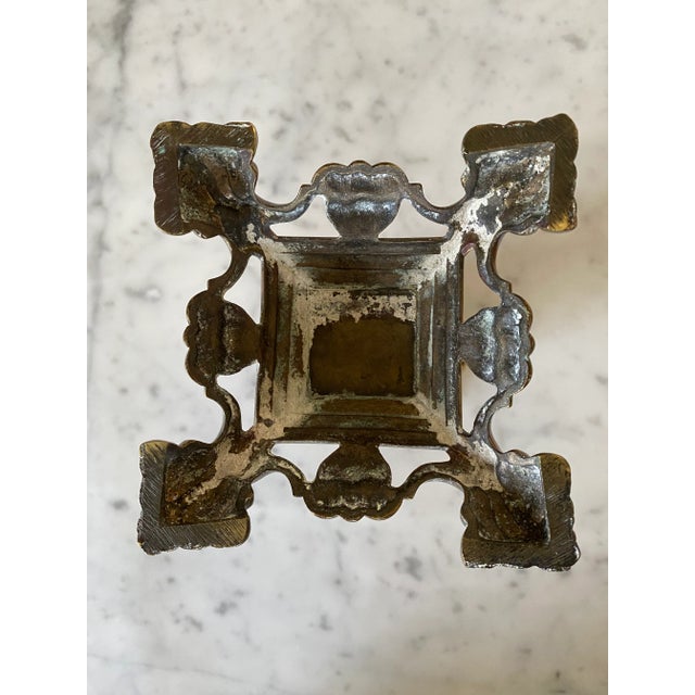 Art Nouveau Antique Victorian Pierced Brass Spill Vase For Sale - Image 3 of 9