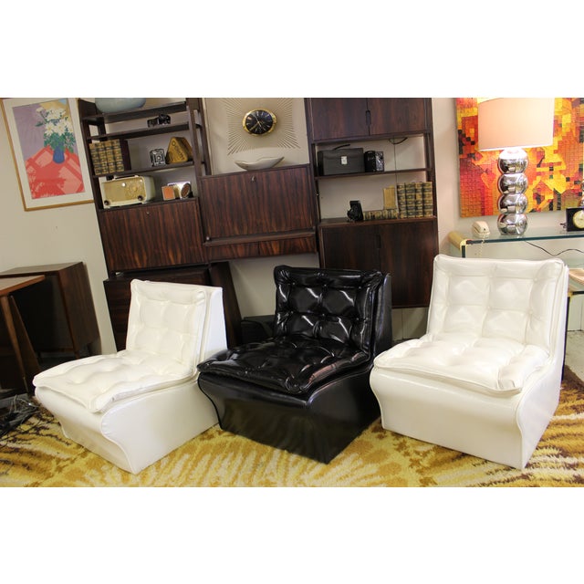 MidCentury Modern Vinyl Chairs Set of 3 Chairish