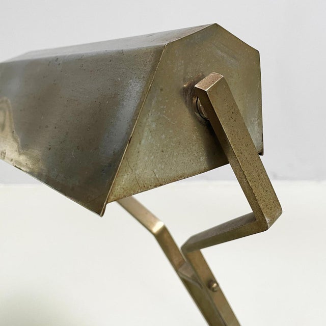 Mid-Century Italian Modern Adjustable Desk or Table Lamp in Brown Metal, 1930s For Sale - Image 11 of 18