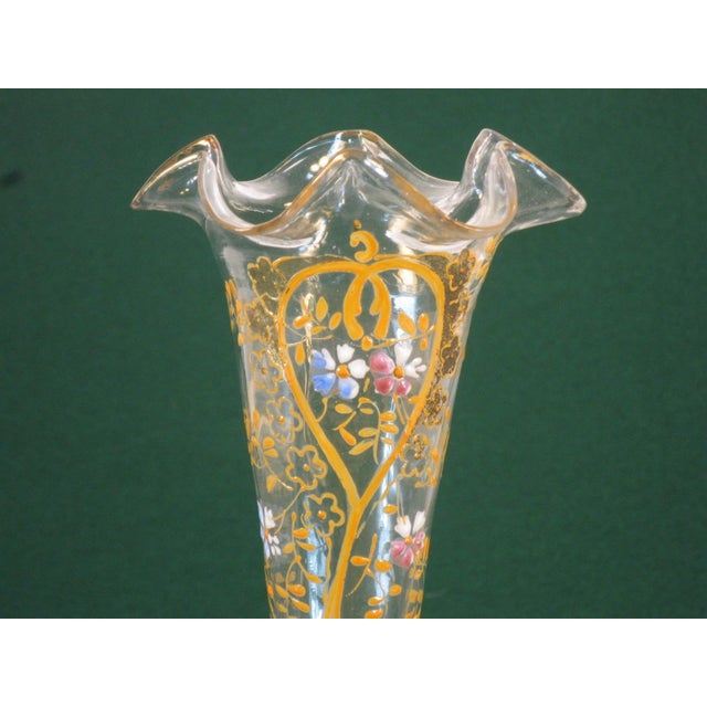 19th Century 19th Century Vase Enameled Bohemian Glass Hand Painted & Worked Blown Glass Victorain For Sale - Image 5 of 12