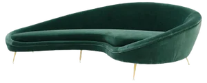 Curved Green Cotton Velvet and Brass Italian Sofa in the Style of Ico Parisi