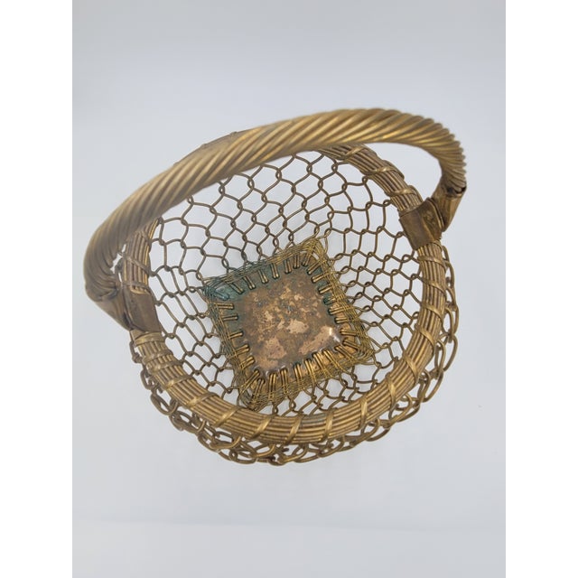 Mid 20th Century Indian Brass Wirework Swing-Handle Basket For Sale - Image 12 of 12