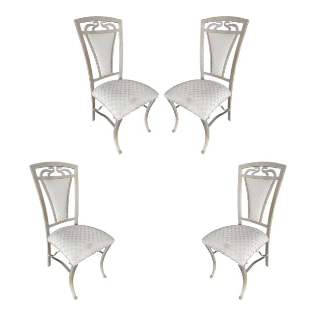 High Style Formal Dining Steel Side Chair, Set of 4 For Sale