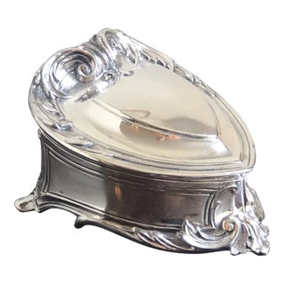 Antique Art Nouveau Silver Plated Jewelry Box For Sale