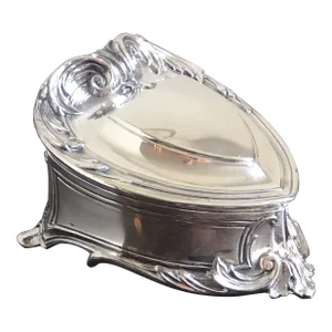 Antique Art Nouveau Silver Plated Jewelry Box