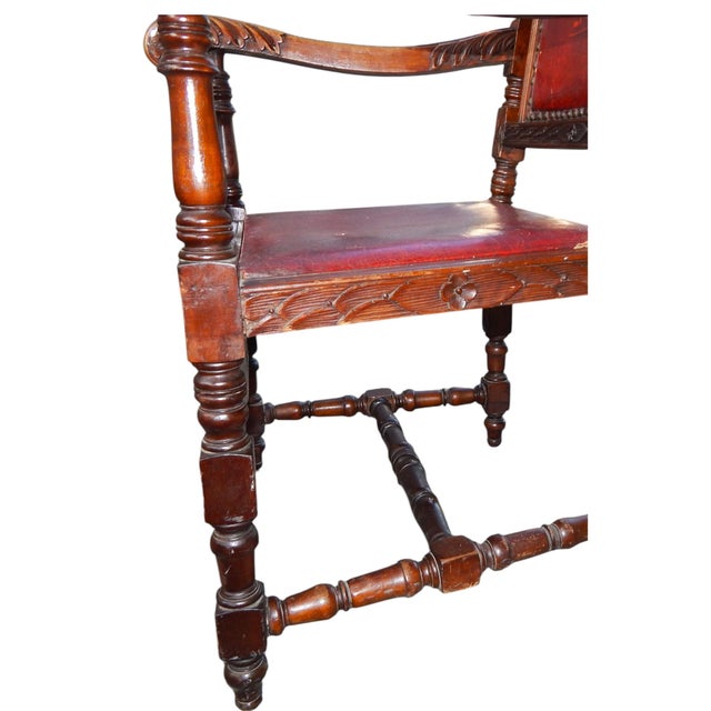Ornately Hand Carved English 19th Century Antique Mahogany Chair For Sale - Image 11 of 13