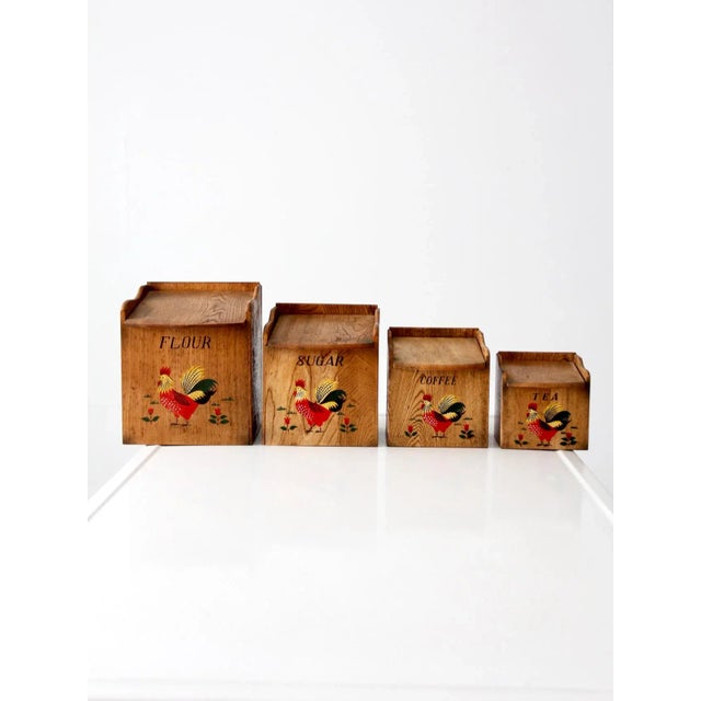 Mid 20th Century Mid-Century Kitchen Rooster Canisters - Set of 4 For Sale - Image 5 of 10