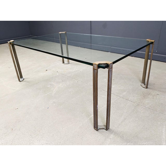 Metal Rectangular Glass and Cast Brass T24 Pioneer Coffee Table by Peter Ghyczy, 1970s For Sale - Image 7 of 13