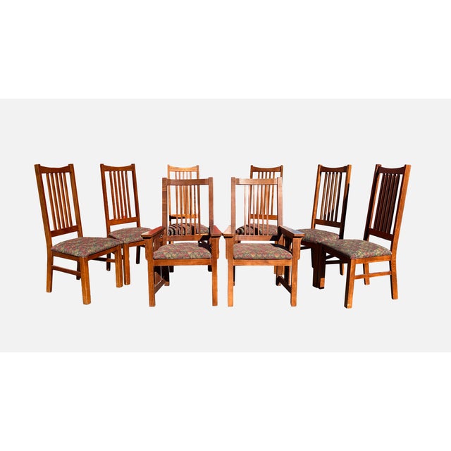 Late 20th Century Bassett Furniture Mission Style Arts & Craft Oak Dining Chairs For Sale - Image 17 of 18