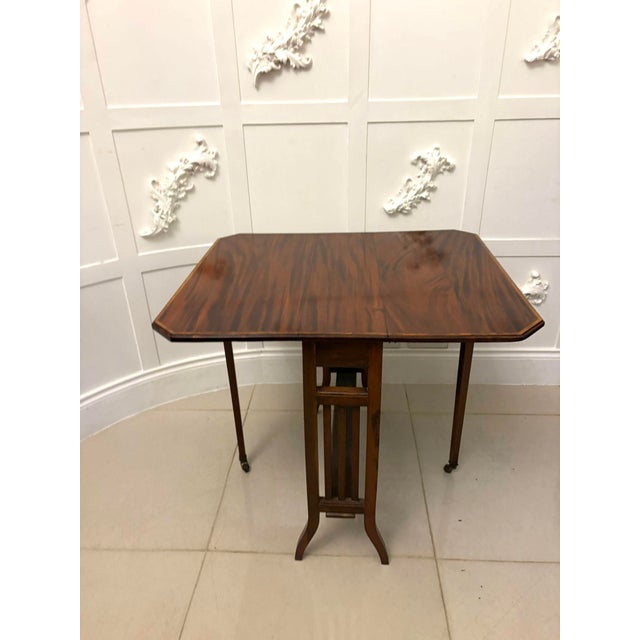 Antique Edwardian Inlaid Mahogany Sutherland Table, 1900s For Sale - Image 9 of 10