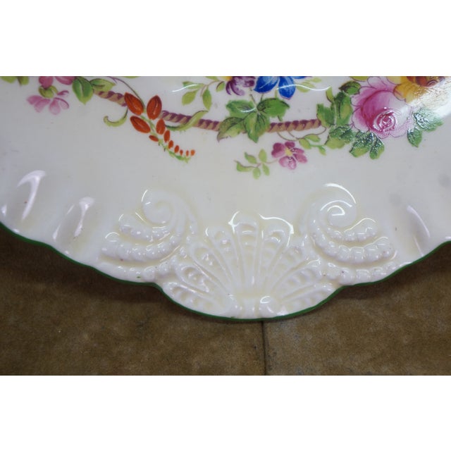 Antique Coalport Kings Ware Scalloped Floral Compote Dish Shallow Bowl 12" For Sale - Image 6 of 13