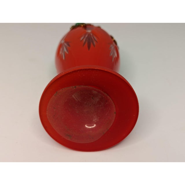 Green Czech Red Cut to Clear Jeweled Atomizer: Ormolu Filigree Floral Design For Sale - Image 8 of 10