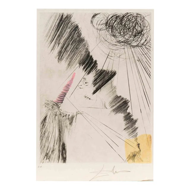 Dali, Femme au Clown, Etching, 1969 For Sale