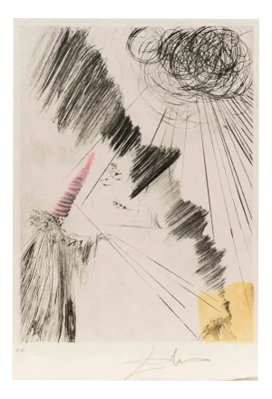 Dali, Femme au Clown, Etching, 1969