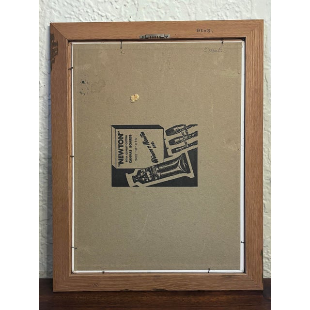 Raspberry Red Signed Midcentury Geranium Painting, Framed For Sale - Image 8 of 9