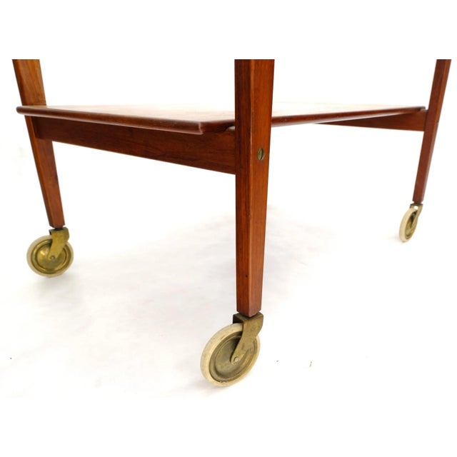 Mid-Century Modern Danish Mid-Century Modern Teak Cart w/ Removable Tray on Wheels For Sale - Image 3 of 13