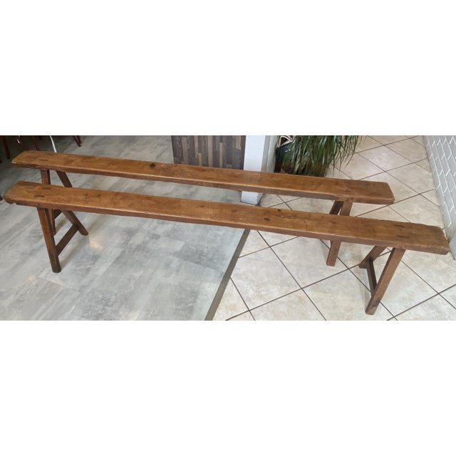 Beautiful pair of authentic antique benches for a 214cm farmhouse table. Fully pegged, functional, very stable, and...