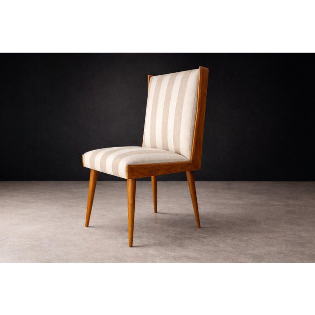 Brazilian Modern Set of Eight Dining Chairs in Caviúna Wood & Fabric, Giuseppe Scapinelli, Brazil, 1950s For Sale - Image 12 of 18