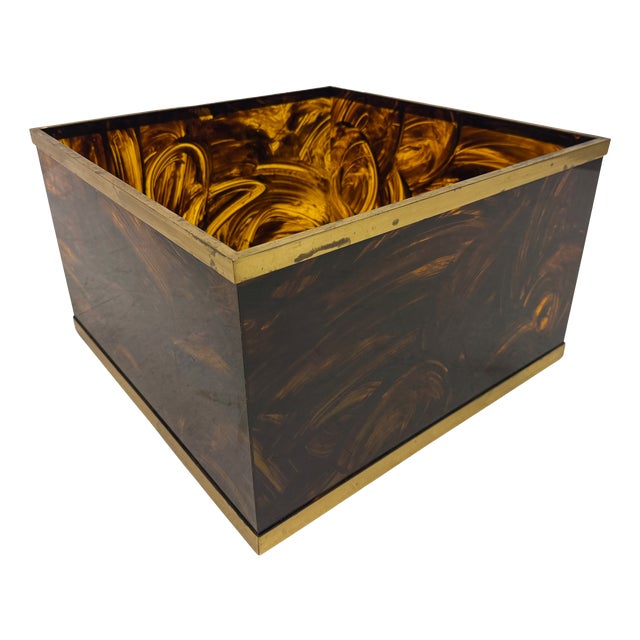 Large Tortoiseshell Effect Acrylic Glass Planter, 1970s For Sale