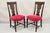 Antique Edwardian Floral Carved Mahogany Red Mohair Dining Chairs - Set of 4. Item features solid wood frames, floral...