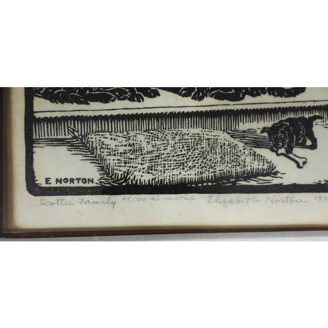 Early 20th Century Elizabeth Norton Scottie Dogs Signed Woodcut For Sale - Image 4 of 5