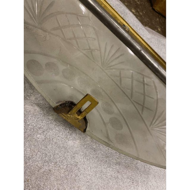 Vintage Art Deco Greek Key Brass Half Moon Sconce Shade For Sale In Pittsburgh - Image 6 of 9