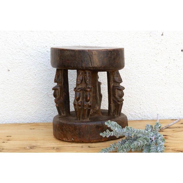 Brown Petite Antique Bamum Carytid Stool For Sale - Image 8 of 8