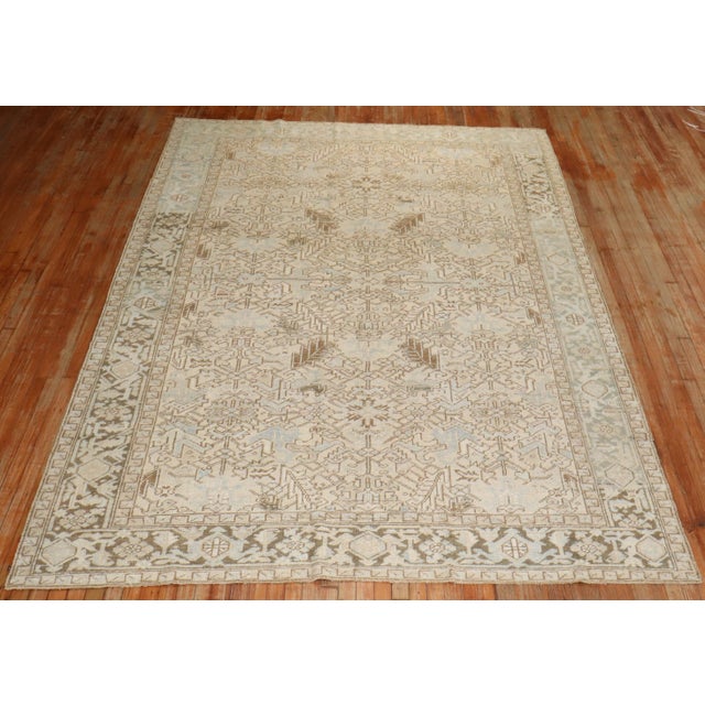 Antique Zabihi Collection Persian Neutral Color Heriz Rug - 7'6" x 11' For Sale - Image 10 of 10