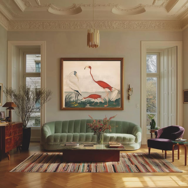 Vintage Flamingo Print, Large Horizontal – 50" X 40" For Sale - Image 4 of 6